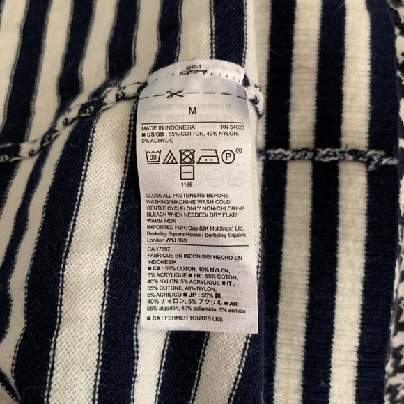 Gap Cardigan Womens Sz M Navy Blue White Striped Sweater Cotton Button - Picture 6 of 8